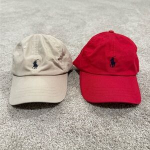 Ralph Lauren Polo Caps in Red and Khaki